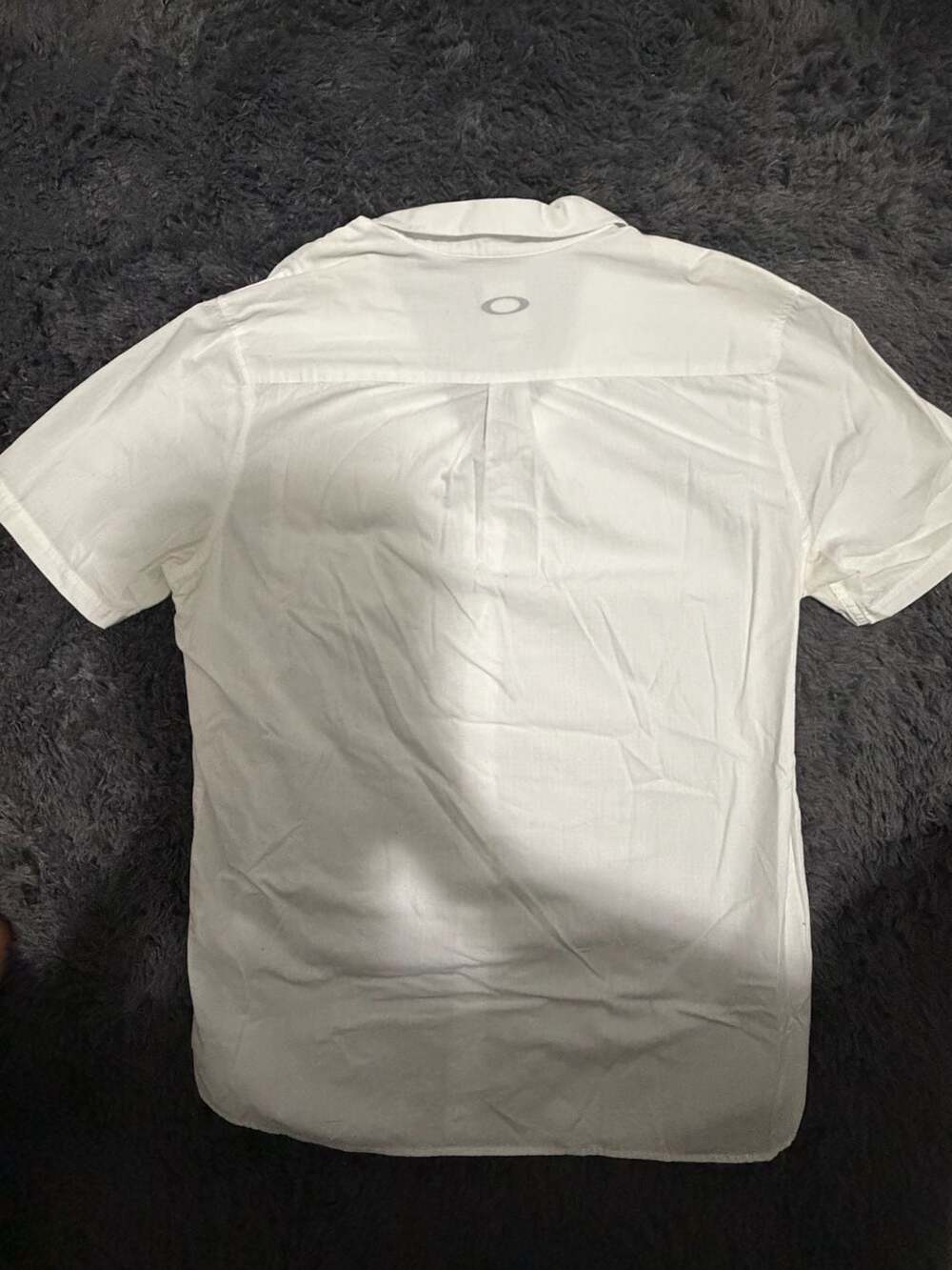 Oakley Button Up Shirt Size L White Short Sleeve with Oakley details